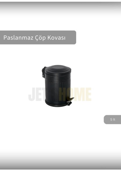 Paslanmaz Çöp Kovası, Pedallı, 5 Lt, Banyo ve Mutfak, Siyah Renk fiyatları