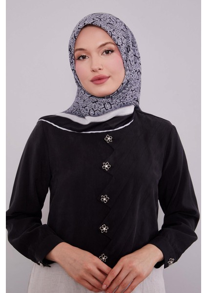 Siyah Puzzle Desen Soft Eşarp modelleri