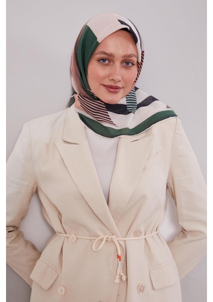 Zümrüt Geometrik Desen Pamuk Eşarp modelleri