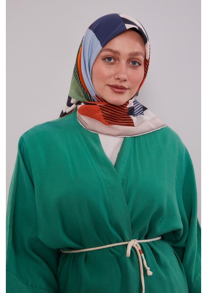 Yavruağzı Geometrik Desen Pamuk Eşarp modelleri