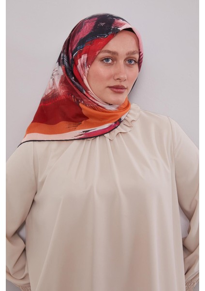 Bordo Karışık Desen Pamuk Eşarp modelleri