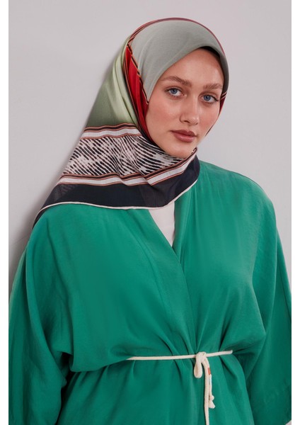 Yeşil Karışık Geometrik Desen Pamuk Eşarp modelleri