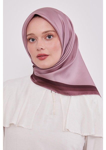 Leylak Kenar Bordürlü Twill Ipek Eşarp modelleri