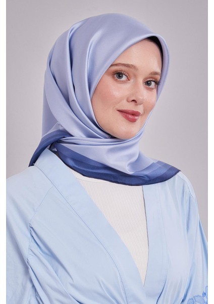 Bebe Mavisi Kenar Bordürlü Twill Ipek Eşarp fiyatları