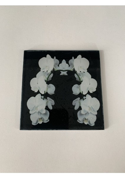 10X10CM - Beyaz Orkide, Bardak Altlığı - Sunumluk