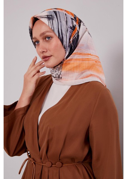 Gümüş Etnik Desen Pamuk Eşarp