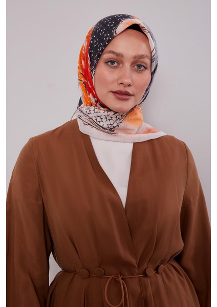 Gümüş Etnik Desen Pamuk Eşarp modelleri