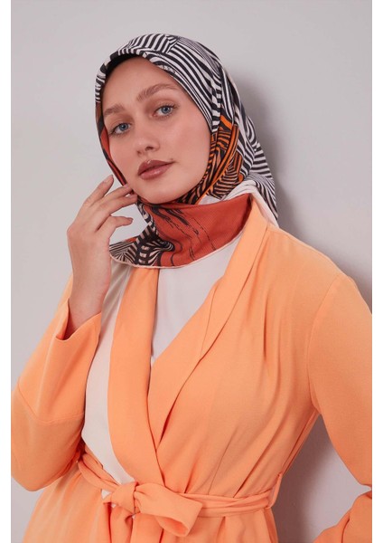 Somon Hologram Desen Pamuk Eşarp