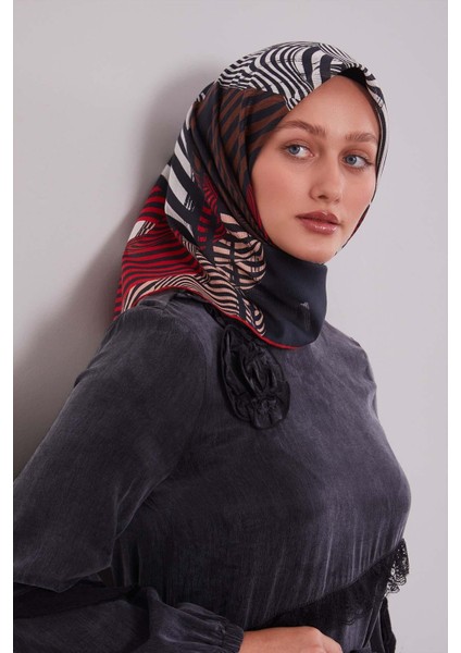 Kırmızı Hologram Desen Pamuk Eşarp fiyatları