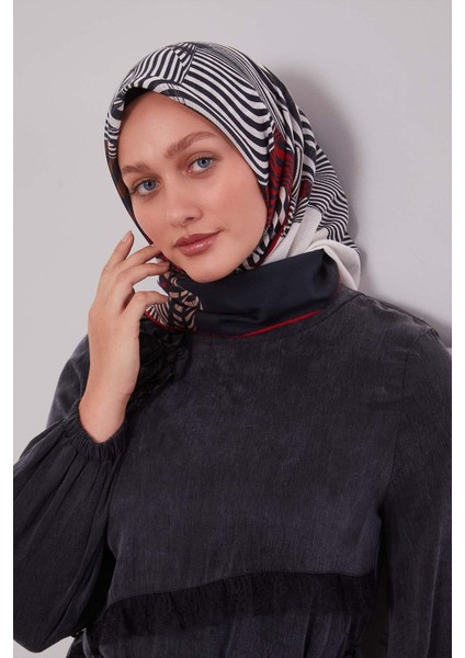 Kırmızı Hologram Desen Pamuk Eşarp modelleri