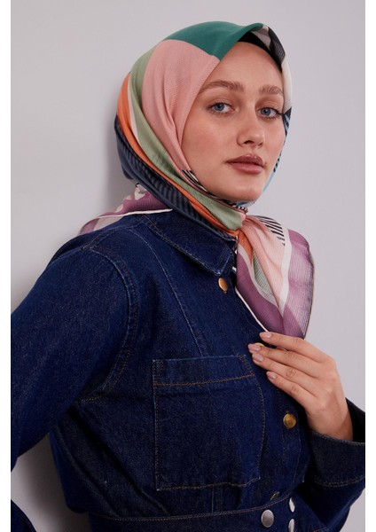 Lila Geometrik Desen Pamuk Eşarp fiyatları