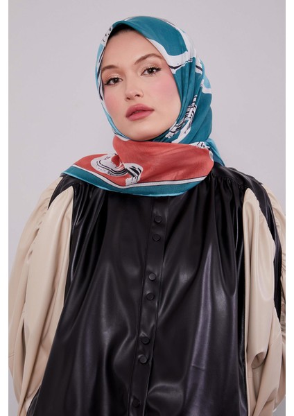 Mint Yeşili Soyut Desen Soft Eşarp modelleri