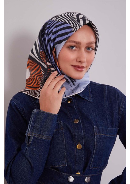 Bebe Mavisi Hologram Desen Pamuk Eşarp fiyatları