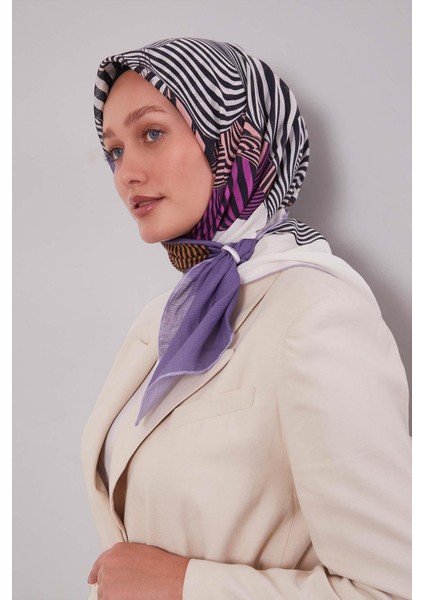 Lila Hologram Desen Pamuk Eşarp fiyatları
