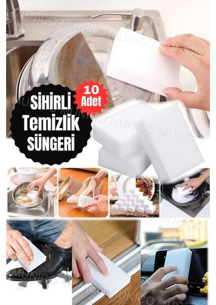 10 Adet Çok Amaçlı Temizleyici Sihirli Sünger Silgi Seti