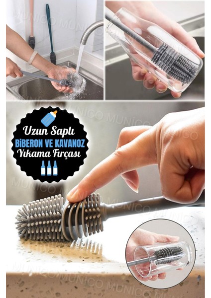 Uzun Saplı Silikon Bardak ve Cam Temizlik Fırçası, Güçlü ve Hijyenik Temizlik Aracı fiyatları