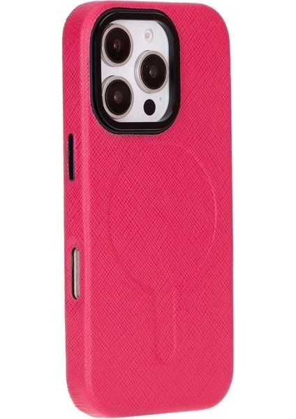 Apple iPhone 16 Pro Max Uyumlu, Hakiki Deri, El Yapımı Kılıf, Pembe indirimleri