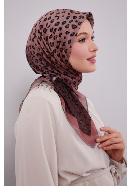 Kiremit Leopar Desen Soft Eşarp