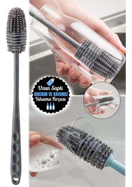 Uzun Saplı Silikon Şişe ve Kavanoz Fırçası, Temizlik Kolaylığı fiyatları