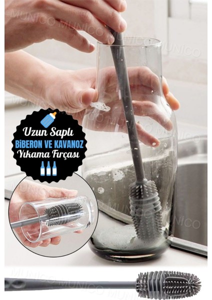 Uzun Saplı Silikon Şişe ve Kavanoz Fırçası, Temizlik Kolaylığı fırsatları