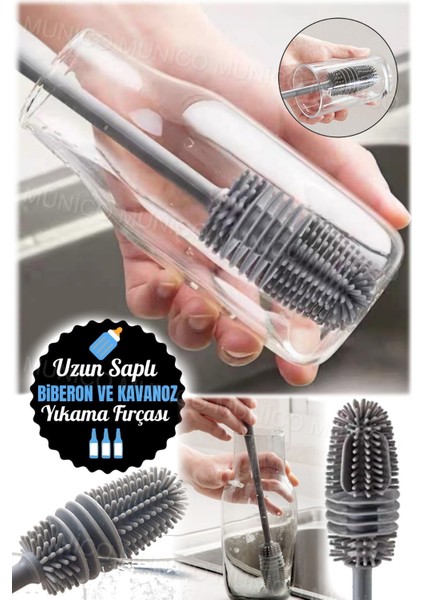 Uzun Saplı Silikon Şişe ve Kavanoz Fırçası, Temizlik Kolaylığı indirimleri