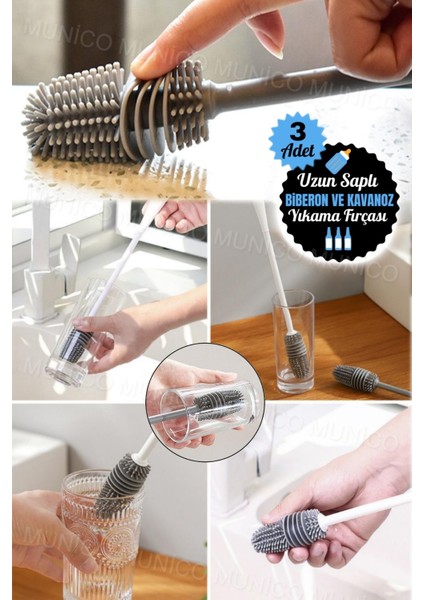 3'lü Silikon Süt Şişesi ve Fincan Temizleme Fırçası Seti indirimleri