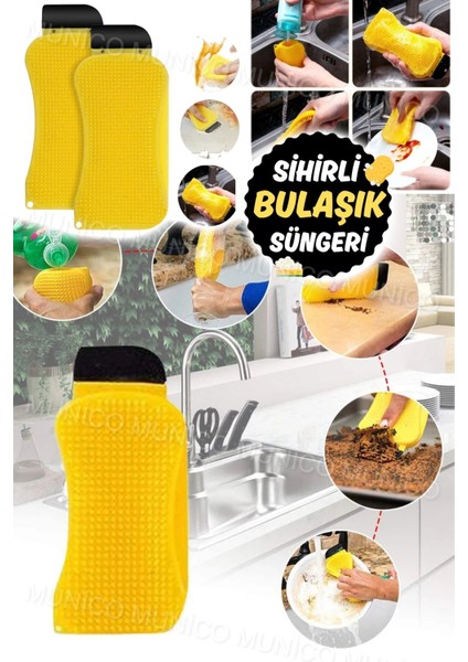 Çift Taraflı Silikon Bulaşık Süngeri Deterjan Hazneli Temizlik Fırçası