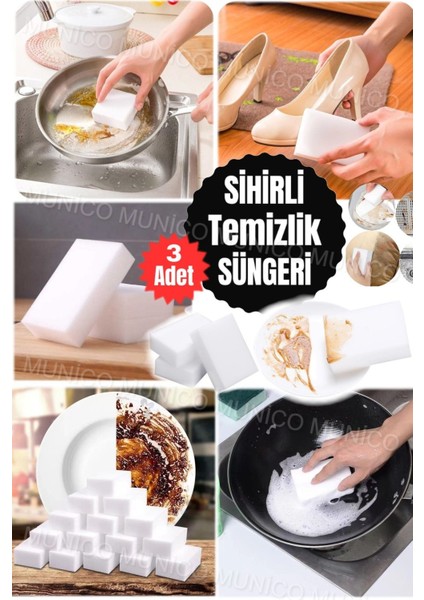 3'lü Çevre Dostu Temizlik Süngeri, Hızlı ve Kolay Kullanım Ideal