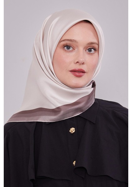 A.bej Kenar Bordürlü Twill Ipek Eşarp modelleri