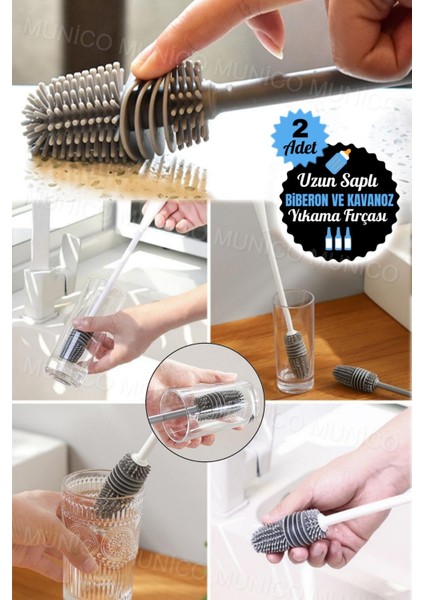 Iki Adet Uzun Silikon Şişe ve Fincan Fırçası, Temiz ve Esnek Kullanım fiyatları
