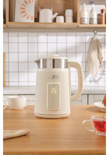 Bej Retro Tasarımlı Çok Fonksiyonlu Su Isıtıcı, Hızlı ve Güvenli Kullanım