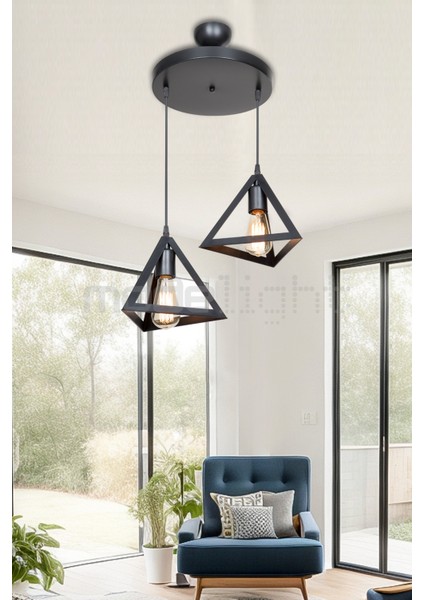 Şık 2’li Siyah Avize, Salon, Oturma Odası, Çocuk Odası, Yemek, Yatak Odası, Antre ve Mutfak Için