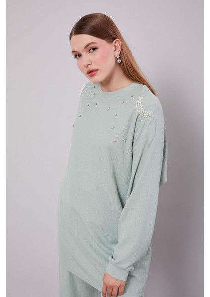 Mint Yeşili Omuz Yıldız Taş Detaylı modelleri