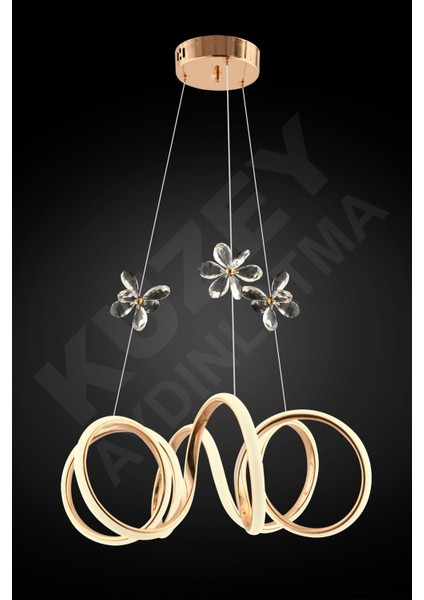 4'lü Dalga Taşlı LED Avize, Kumandalı, 3 Renk Işıklı, Şık ve Modern Tasarım modelleri