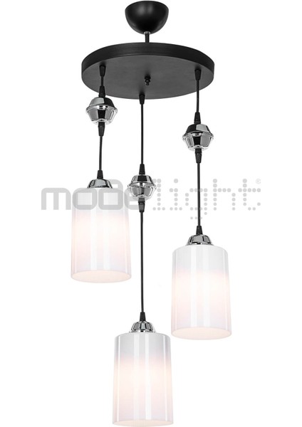 3'lü Siyah Optik Opal Camlı Modern Avize, Şık ve Zarif Tasarım fiyatları