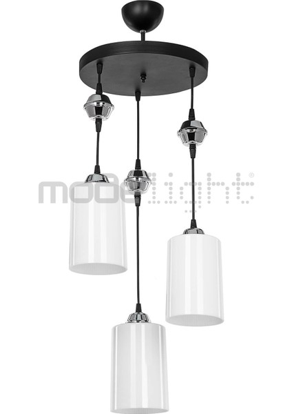 3'lü Siyah Optik Opal Camlı Modern Avize, Şık ve Zarif Tasarım modelleri