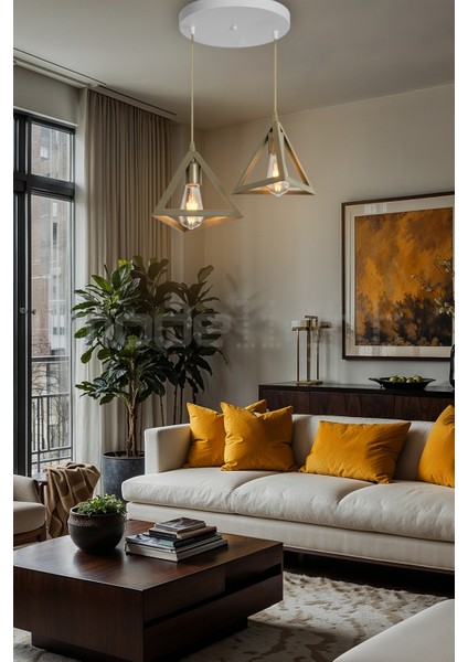 2'li Çember Avize Beyaz, Salon, Oturma, Çocuk, Yatak, Antre ve Mutfak Için Şık Aydınlatma