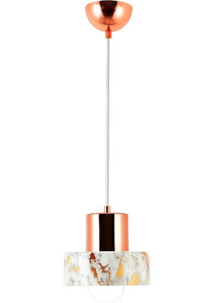 Mermer Desenli Tekli Beyaz Avize, Şık ve Modern Aydınlatma Parçası