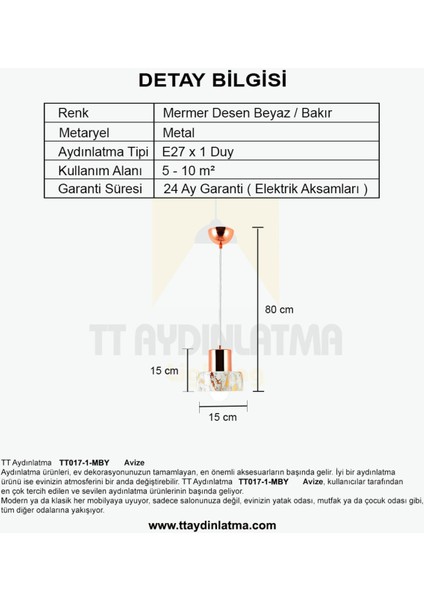 Mermer Desenli Tekli Beyaz Avize, Şık ve Modern Aydınlatma Parçası modelleri