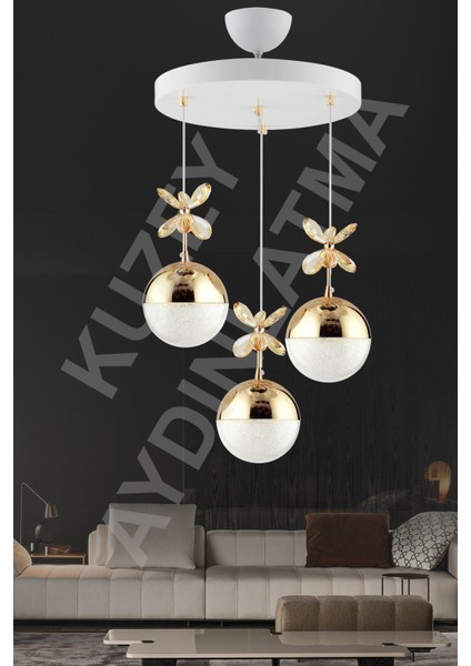 3'lü Kumandalı Renkli LED Aydınlatma, Beyaz Altın Tasarım