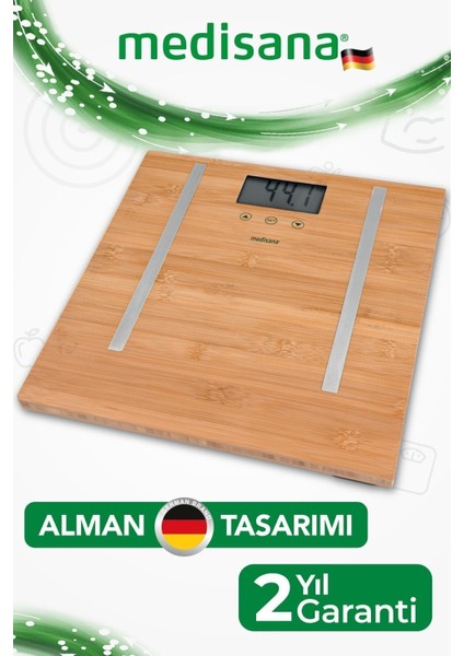 Vücut Analiz Fonksiyonlu Beyaz Bambu Baskül, Plastik Malzeme, Garanti Ile.