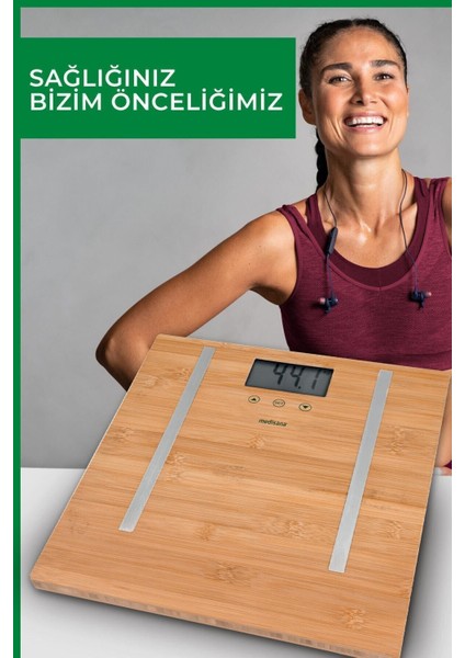 Vücut Analiz Fonksiyonlu Beyaz Bambu Baskül, Plastik Malzeme, Garanti Ile. fırsatları