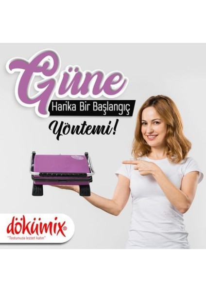 Renkli Demir Döküm Tost Makinesi, Kaplamasız, Mor Fırça ile Şık ve Dayanıklı