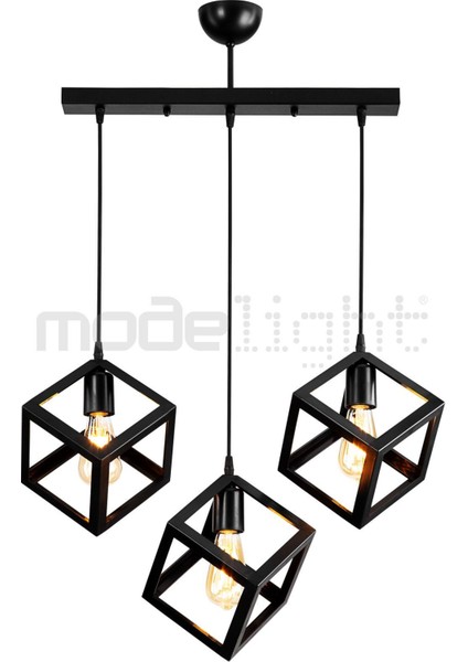 3'lü Sıralı Siyah Avize, Modern ve Şık Tasarım fiyatları