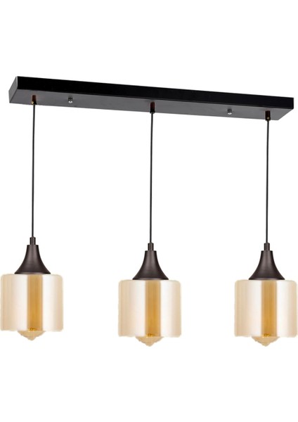 Şık Siyah 3’lü Sıralı Avize, Modern ve Zarif Tasarım, Parlak ve Dayanıklı Malzeme