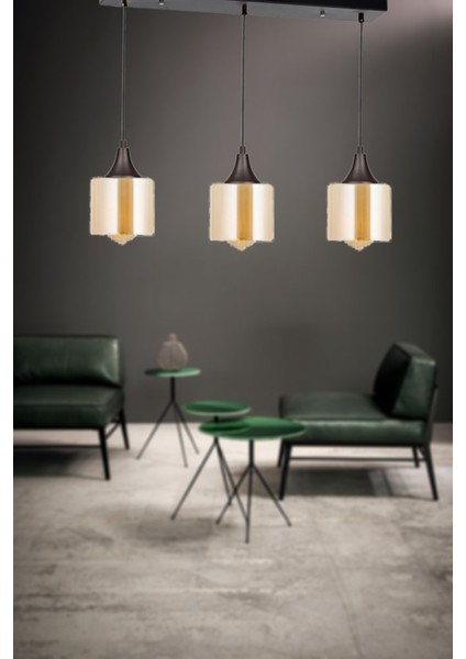 Şık Siyah 3’lü Sıralı Avize, Modern ve Zarif Tasarım, Parlak ve Dayanıklı Malzeme modelleri