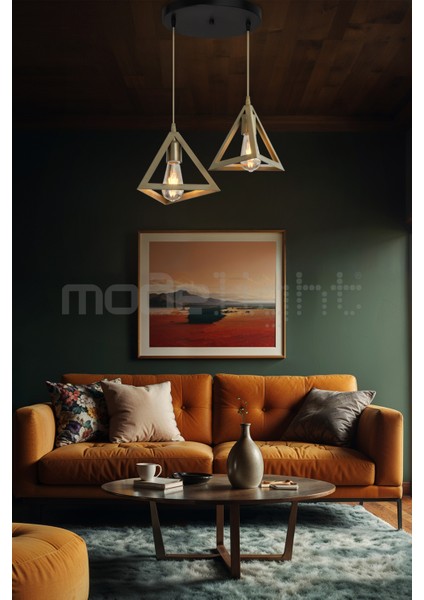 2'li Çember Avize Siyah, Çok Amaçlı Dekoratif Aydınlatma, Modern Tasarım