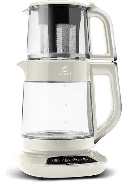 3'ü Birlikte Cam Çay Makinesi, Su Isıtıcı ve Mama Suyu Hazırlayıcı, 1700W, Sarı