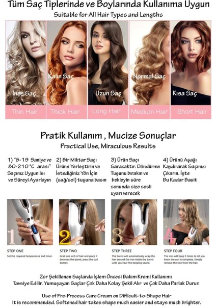 Pratik Otomatik Saç Maşası, 25MM Kalın Dalga, Beyaz Renk, Çok Renkli Seçenek fırsatları