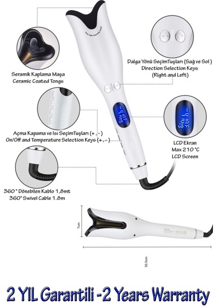 Pratik Otomatik Saç Maşası, 25MM Kalın Dalga, Beyaz Renk, Çok Renkli Seçenek indirimleri